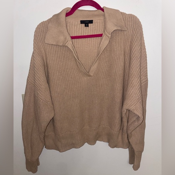 J. Crew Sweaters - J. Crew Collared Cotton Beach Sweater in Dark Beechwood
